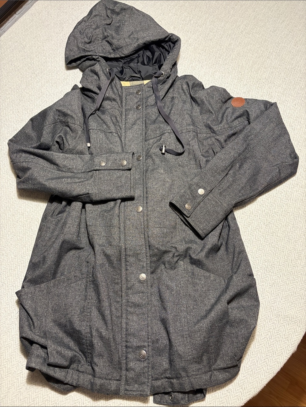 PGD Women's Hooded Long Coat - Charcoal Gray. Size Medium